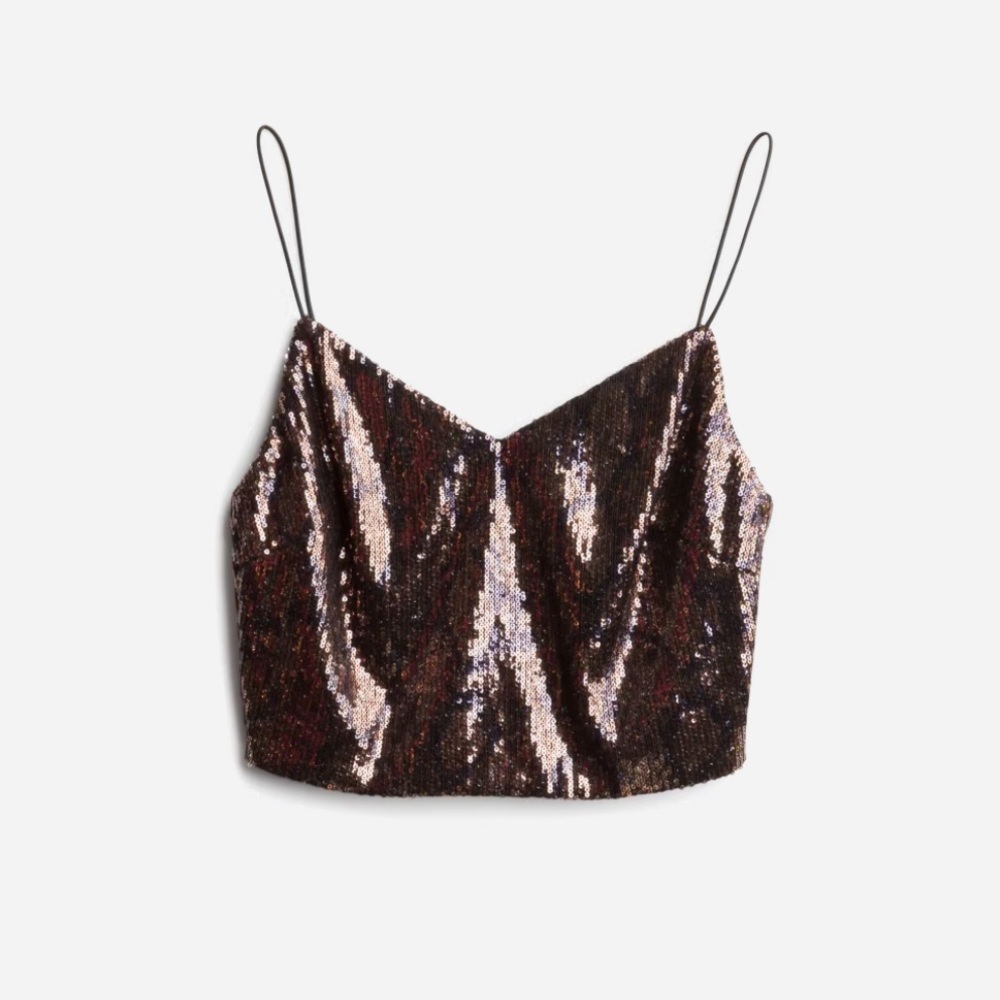 Snake print sequin crop top